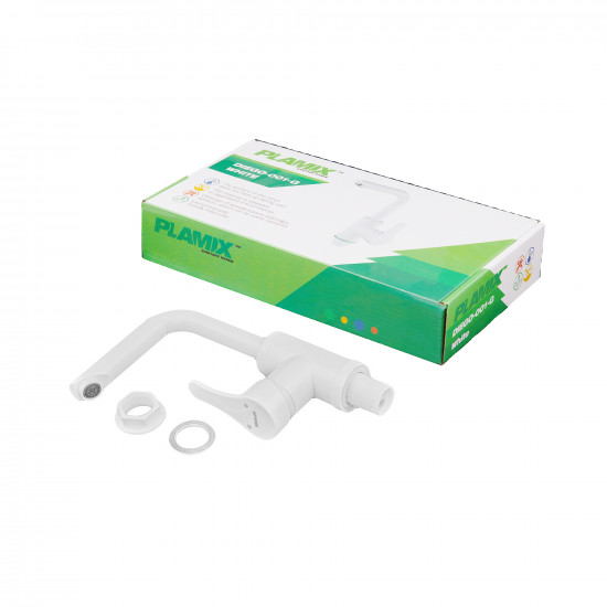 Змішувач для умивальника Plamix Diego-001-G White (без підведення) (PM0656)