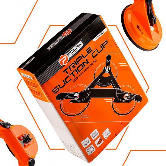 Тримач-присоска для скла та плитки Polax потрійна ⌀3х115мм, max 110кг (37-188)