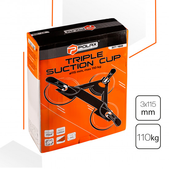 Тримач-присоска для скла та плитки Polax потрійна ⌀3х115мм, max 110кг (37-188)