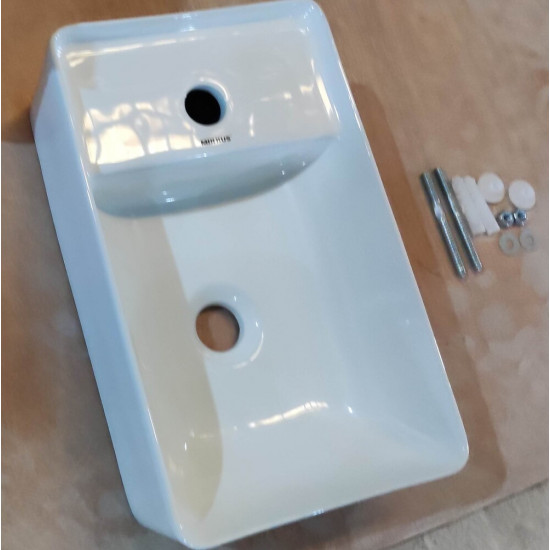 Раковина подвесная Mixxus Premium QUADRO-1201-R 430х265х135mm с отверстием под смеситель и переливом (M