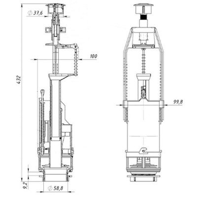 Арматура спускна Zerix AS-02 із двома режимами зливу (кнопка хромована) (ZX5088)