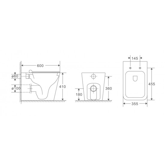 Унітаз підлоговий безбачковий Mixxus Premium QUADRO-0701-R 600х355х410mm, система змиву RIMLESS (MP Унітаз підлоговий безбачковий Mixxus Premium QUADRO-0701-R 600х355х410mm, система змиву RIMLESS (MP