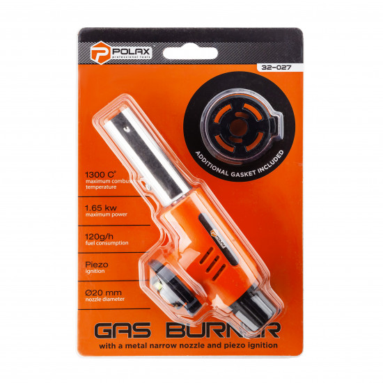 Газовий пальник з металевим соплом та п\'єзопідпалом Polax 1,65 kW, 1300 °C (32-027) Газовий пальник з металевим соплом та п\'єзопідпалом Polax 1,65 kW, 1300 °C (32-027)