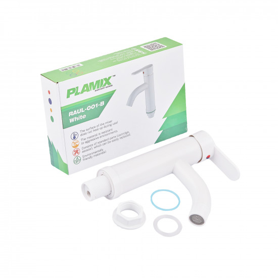 Змішувач для умивальника Plamix Raul-001-B White (без підведення) (PM0652)