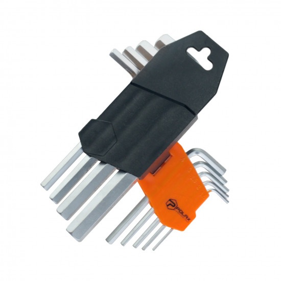 Набір шестигранних ключів Polax Г-подібних 9 предметів, 1.5-10 мм, Cr-V (25-005)