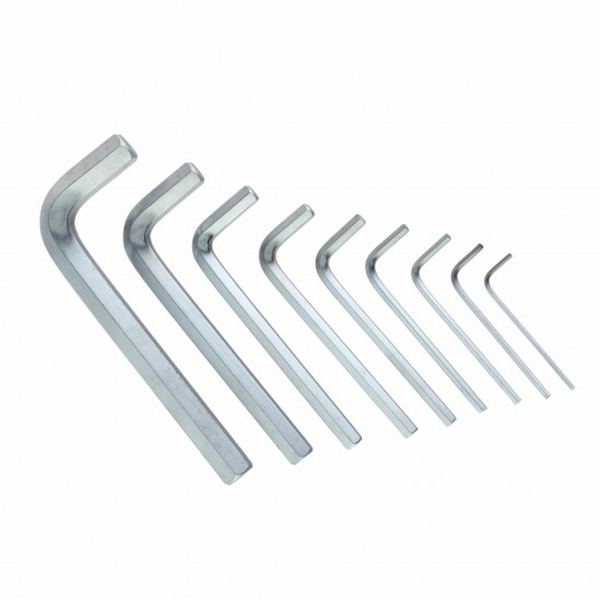 Набір шестигранних ключів Polax Г-подібних 9 предметів, 1.5-10 мм, Cr-V (25-005)