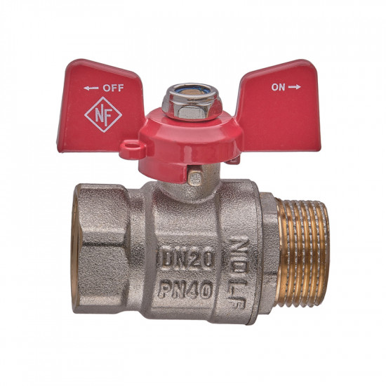 Кран кульовий Nolf classic NFC.721-08-3/4" FM ГШМ, ручка "метелик" червона (NF3127)