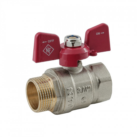 Кран кульовий Nolf classic NFC.721-08-3/4" FM ГШМ, ручка "метелик" червона (NF3127)