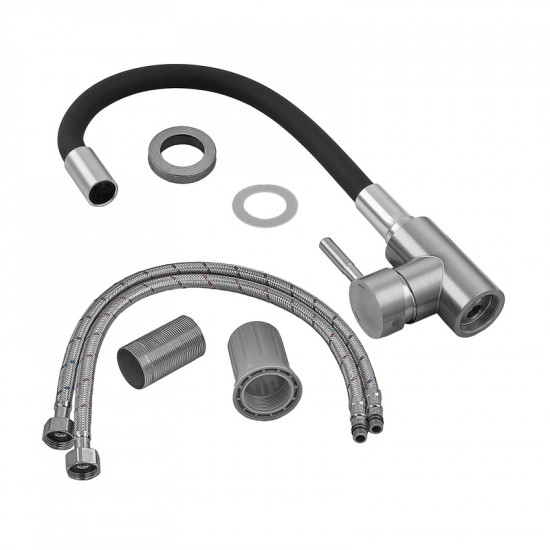 Змішувач для кухні Armata SUS-011 Refl.Black із силіконовим виливом (вилив чорний) (CH6480)