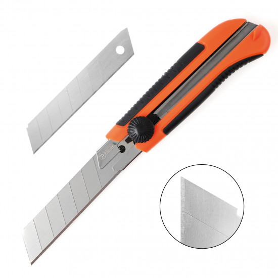 Ніж будівельний Polax посилений з висувним лезом, гвинтовий замок 25 мм (23-009)