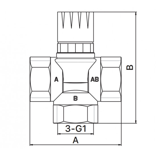 Клапан термостатичний Europroduct EP.0602 - 1'' триходовий змішувальний (EP6135)