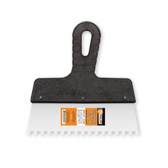 Шпатель Polax із нержавіючої сталі для плитки 200 мм, зуб 6 х 6 мм (111-060)