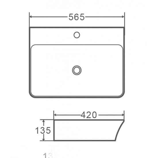 Умывальник накладной керамический Mixxus Premium Bevel-0202 с переливом 560x415x125mm (MP6481)