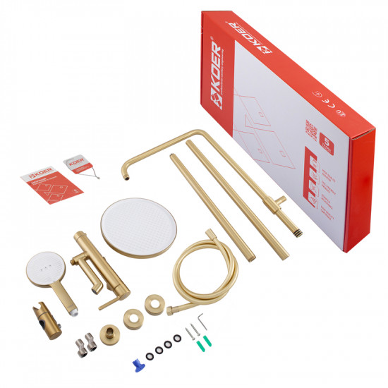 Душова колонна зі змішувачем Koer KB-56029-12 3 функції, колір матове золото (KR5503)