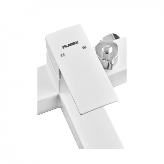 Смеситель для ванны Plamix Kubus-009 EURO SET White (с шлангом, лейкой и кронштейном) (PM0673)