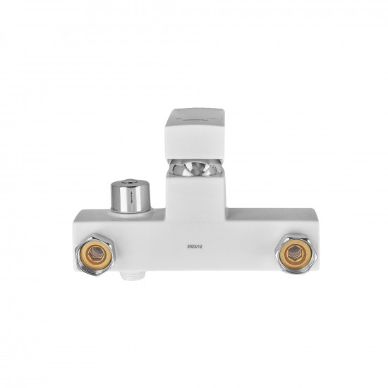 Смеситель для ванны Plamix Kubus-009 EURO SET White (с шлангом, лейкой и кронштейном) (PM0673)