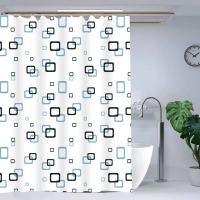 Штора для ванной из полиэтилена Zerix SCP-002-180x180 (Узор синево-голубой на белом) (ZX5001)