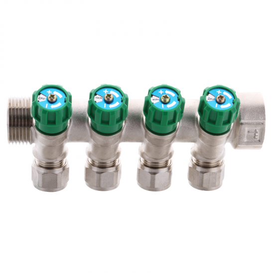 Колектор вентильний з фитингом Koer KR.1124-4 1"x4 ways (KR2834)