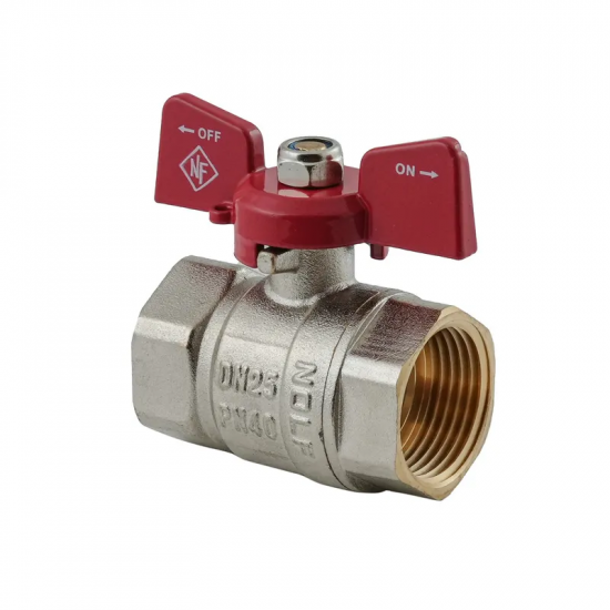 Кран кульовий Nolf classic NFC.711-10-1" FF ГГМ, ручка "метелик" червона (NF3133)