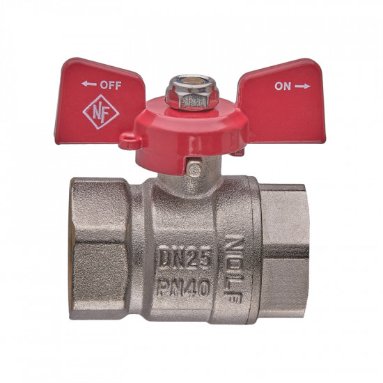 Кран кульовий Nolf classic NFC.711-10-1" FF ГГМ, ручка "метелик" червона (NF3133)