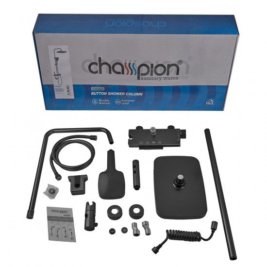 Душова колона Champion PBL-009-J Black зі змішувачем з кнопковим перемикачем, 4 режими (CH6499)