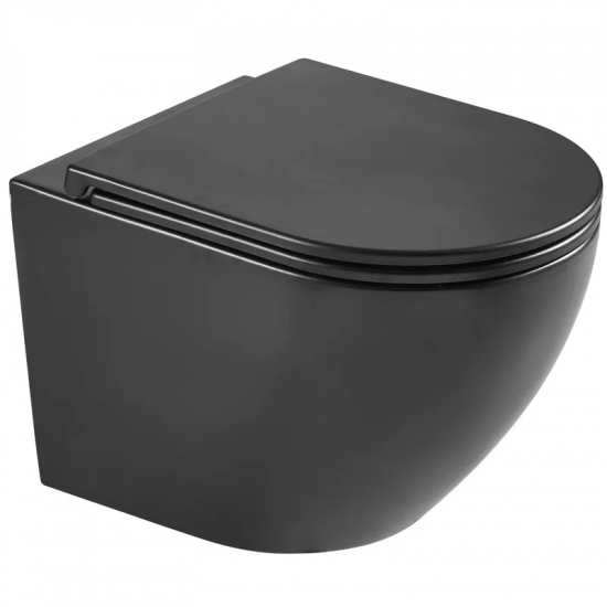 Унітаз підвісний Mixxus Premium Ellipse-0303-R Black 520x365x360mm, система змиву RIMLESS (MP6464)