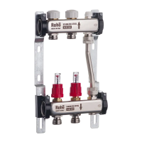 Коллектор с расходомерами и термостатическими клапанами с байпасом Roho R814-02 - 1"х 2 выход. (RO0045)