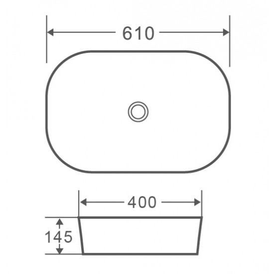 Умывальник накладной керамический Mixxus Premium Diverse-0102 610x400x145mm (MP6486)