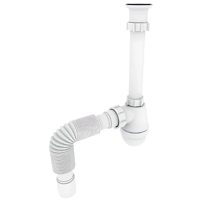 Сифон для раковини Zerix SU-03-А з ревізією (Колір білий) 1 1/4'' (ZX5083)