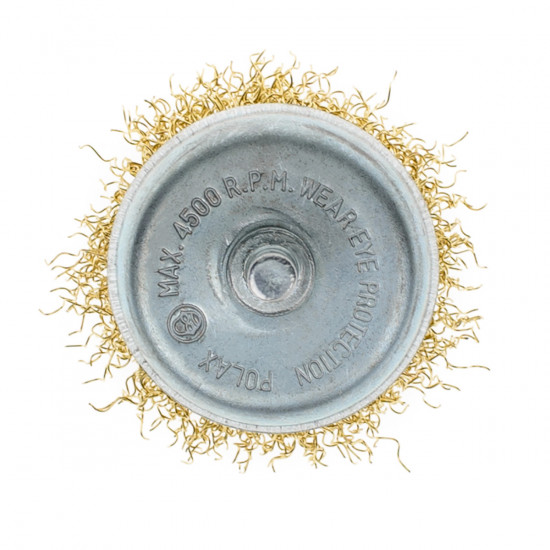 Щітка чашкова 50 мм, для дриля, 1/4", гофр. пров., латунована Polax (54-171)