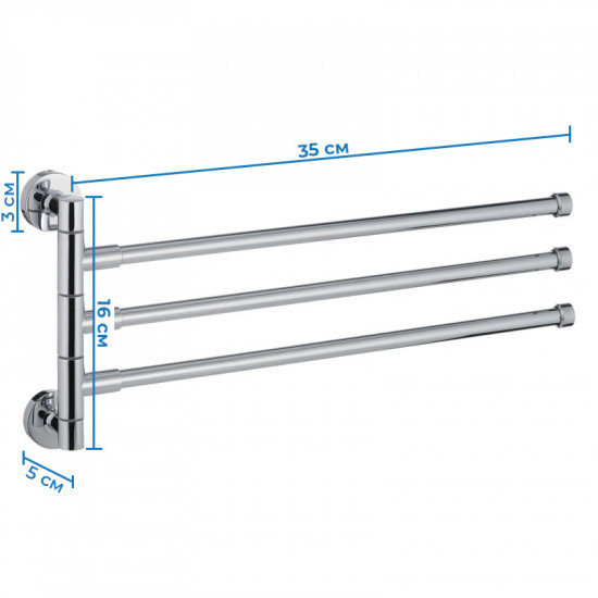 Держатель для полотенец с 3 поворотными планками Zerix LR113 (LL1487)