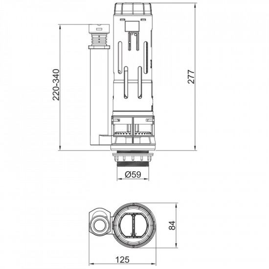 Арматура спускна Koer KT-0202 з двома режимами зливу (кнопка хромована) (KR5338)