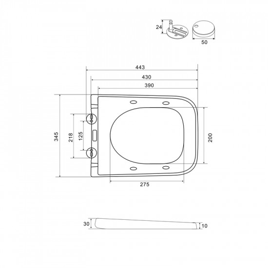 Сидіння-кришка для унітазу Mixxus Premium SEAT COVER QUADRO-2005 430х345х30mm дюропласт (MP6688)