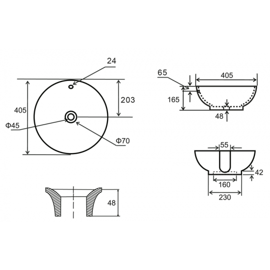 Раковина накладна Mixxus Premium TOPPER-0201 GRAY 410x410x165mm з переливом (MP6649)