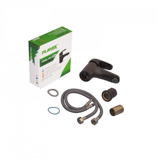 Смеситель для раковины Plamix Fidel-001 SET Matte black (с подводкой) (PM0660)