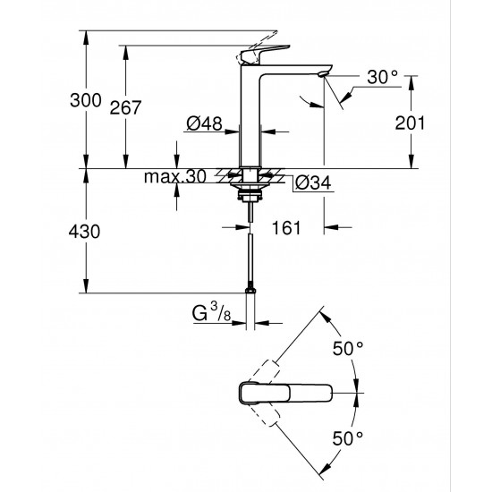 Одноважільний змішувач для раковини XL-розміру Grohe Cubeo (1017290000)