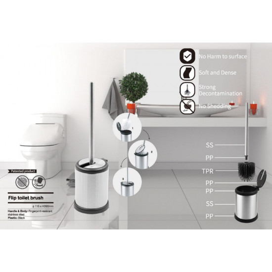 Йоржик для унітазу підлоговий Mixxus Topper-TB0201 White колір білий (MI7094)