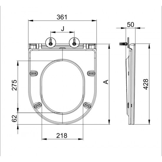 Сидіння-кришка для унітазу Mixxus Premium SEAT COVER ELLIPSE-WAVE-2001 з мікроліфтом 428х361х50mm (