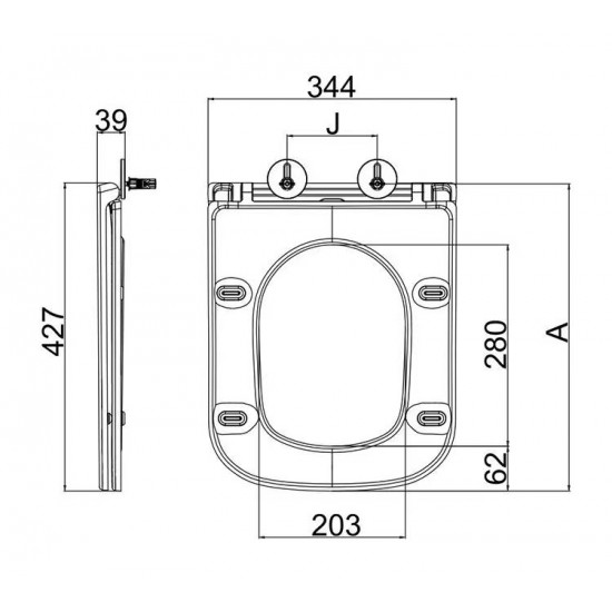 Сидіння-кришка для унітазу Mixxus Premium SEAT COVER QUADRO-2001 BLACK з мікроліфтом 427х344х39mm (