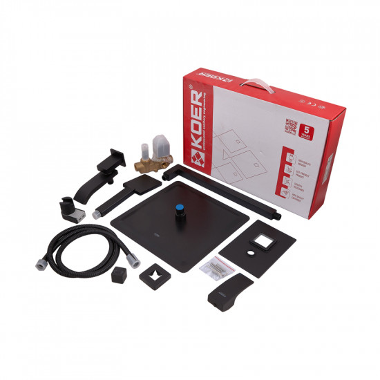 Вбудована душова система із змішувачем Koer KB-66007-05 (Колір чорний) (KR3465)