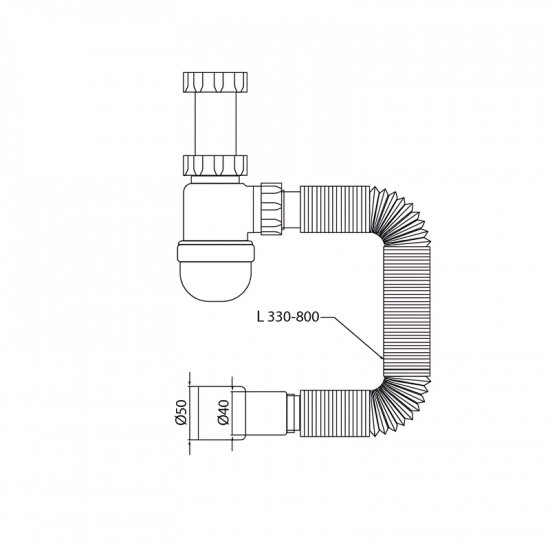 Сифон для умивальника Mixxus SU-05-A 1 1/2"x40 без випуску 40*40/50 (MI8182)