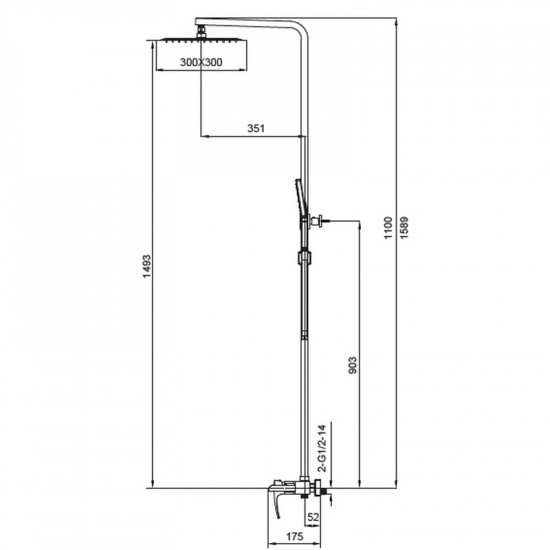 Душова колона KOER KB-58007-04 зі змішувачем водоспад, 3 функції (Колір хром+білий) (KR5161)