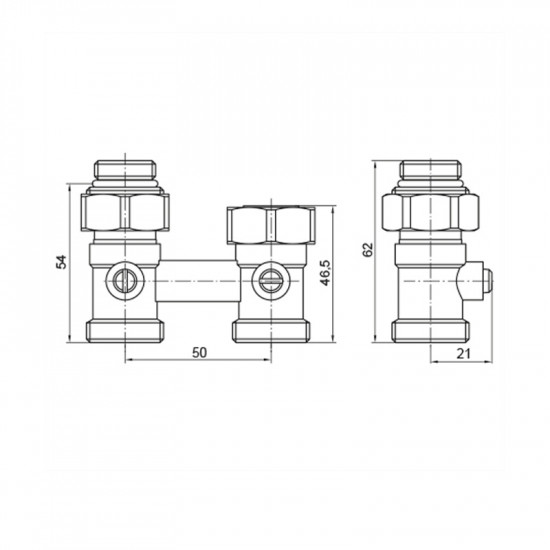 Вузол нижнього підключення радіатора прямий 3/4"x1/2" Koer KR.1133 (комплект) (KR3114)