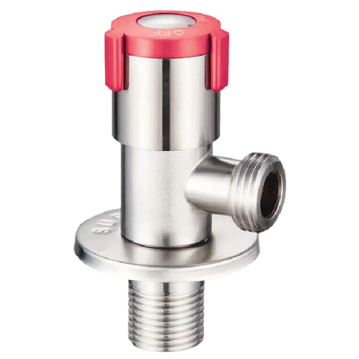 Кран для підключення сантехприладів Zerix VAL-07-1/2x1/2 з нерж.сталі SUS304 (червоний) (ZX5100)