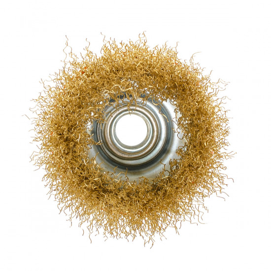 Щітка чашкова 75 мм, для УШМ, М14, гофр. пров., латунована Polax (54-176)