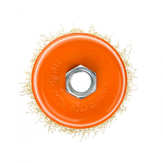 Щітка чашкова 75 мм, для УШМ, М14, гофр. пров., латунована Polax (54-176)