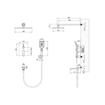 Вбудована душова система Mixxus Premium DALI 009 INNER BOX (MI6749)