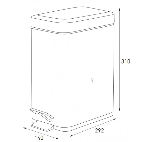 Відро для сміття з плавним закриттям прямокутне Zerix Sansa-TC0105 SS Color 5л колір нержавійка (ZX