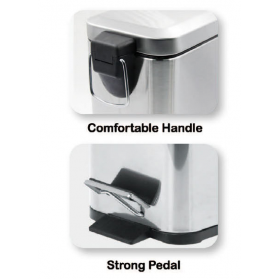 Відро для сміття з плавним закриттям прямокутне Zerix Sansa-TC0105 SS Color 5л колір нержавійка (ZX