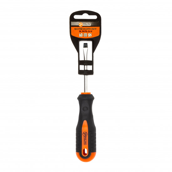 Викрутка Polax шлицевая плоская SL5 X 75, Cr-V (51-002)